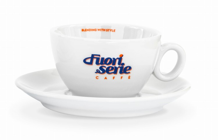 Filiżanka Fuoriserie Caffe 300 ml do latte cappuccino biała porcelana logo